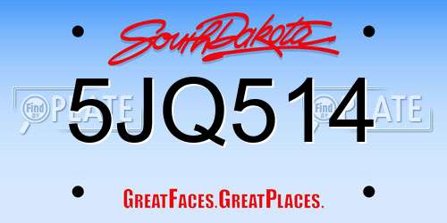 5JQ514 South Dakota License Plate