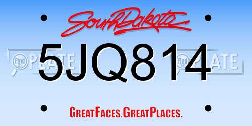 5JQ814 South Dakota License Plate