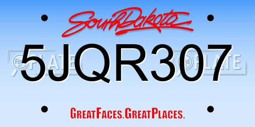 5JQR307 South Dakota License Plate