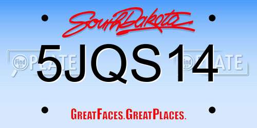 5JQS14 South Dakota License Plate