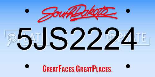 5JS2224 South Dakota License Plate
