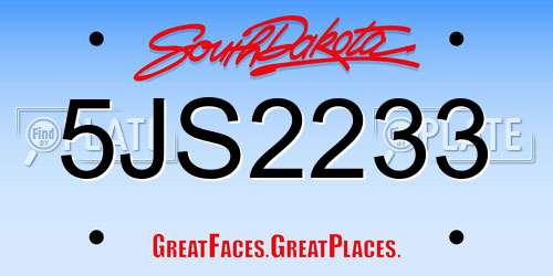 5JS2233 South Dakota License Plate