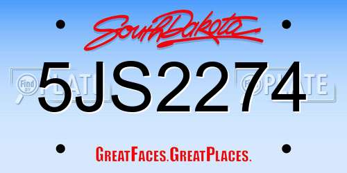 5JS2274 South Dakota License Plate