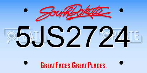 5JS2724 South Dakota License Plate
