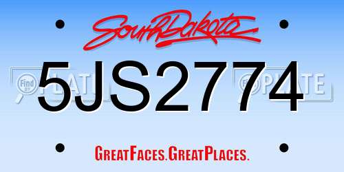 5JS2774 South Dakota License Plate