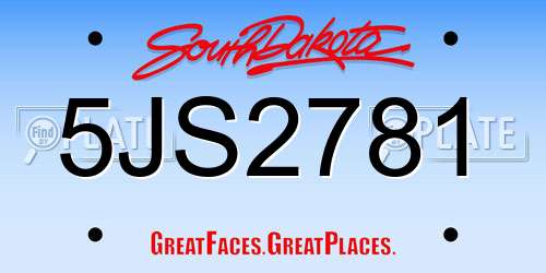 5JS2781 South Dakota License Plate
