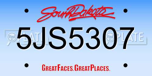 5JS5307 South Dakota License Plate