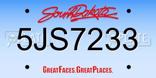 5JS7233 South Dakota License Plate