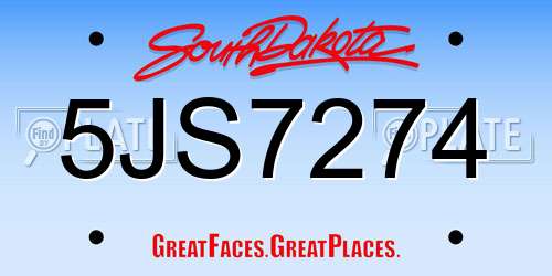 5JS7274 South Dakota License Plate