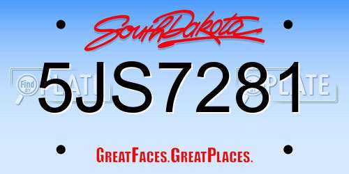 5JS7281 South Dakota License Plate