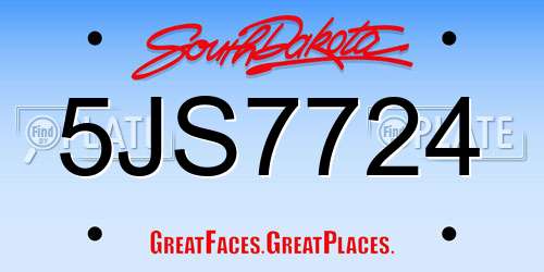 5JS7724 South Dakota License Plate