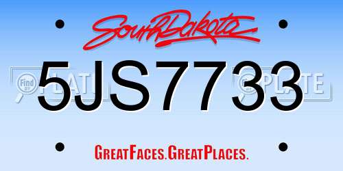 5JS7733 South Dakota License Plate