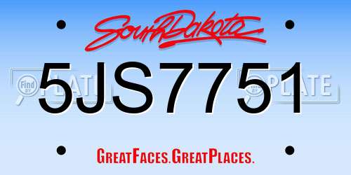 5JS7751 South Dakota License Plate