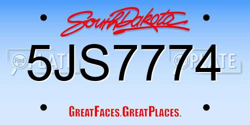 5JS7774 South Dakota License Plate