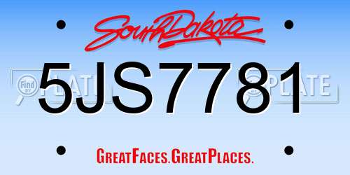 5JS7781 South Dakota License Plate