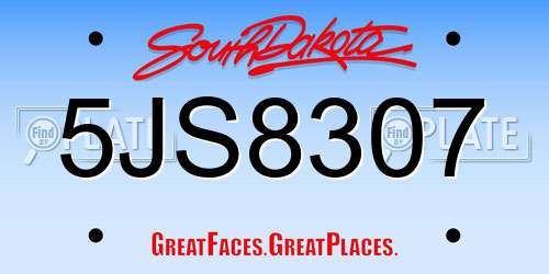 5JS8307 South Dakota License Plate