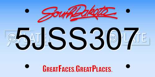 5JSS307 South Dakota License Plate