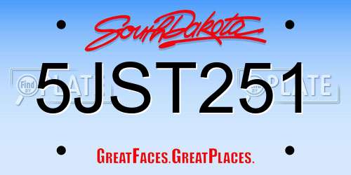 5JST251 South Dakota License Plate