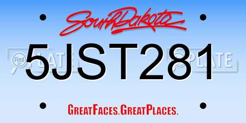 5JST281 South Dakota License Plate