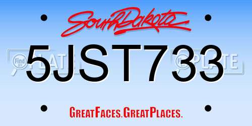 5JST733 South Dakota License Plate