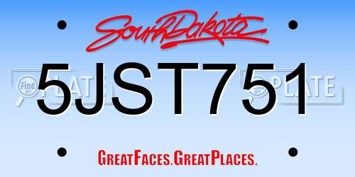 5JST751 South Dakota License Plate