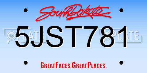 5JST781 South Dakota License Plate