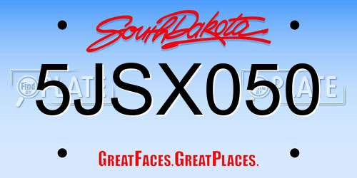 5JSX050 South Dakota License Plate