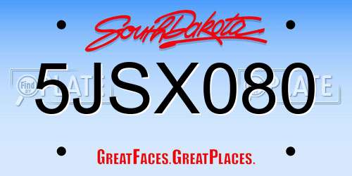 5JSX080 South Dakota License Plate