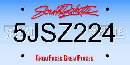 5JSZ224 South Dakota License Plate