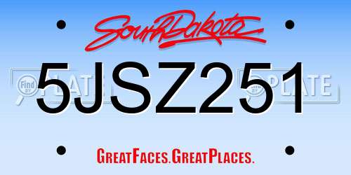 5JSZ251 South Dakota License Plate