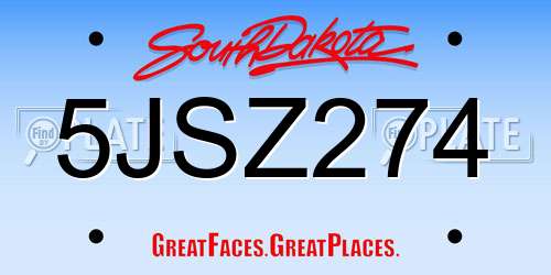 5JSZ274 South Dakota License Plate