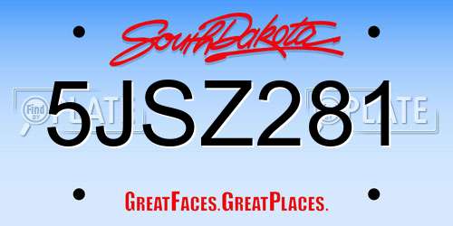 5JSZ281 South Dakota License Plate
