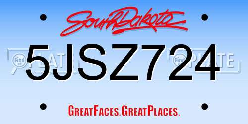 5JSZ724 South Dakota License Plate