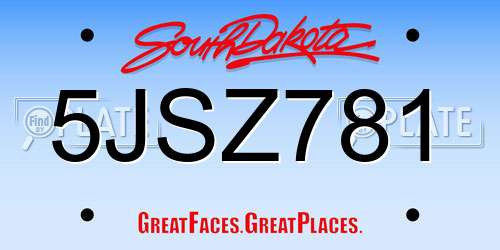 5JSZ781 South Dakota License Plate