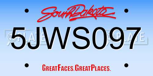 5JWS097 South Dakota License Plate