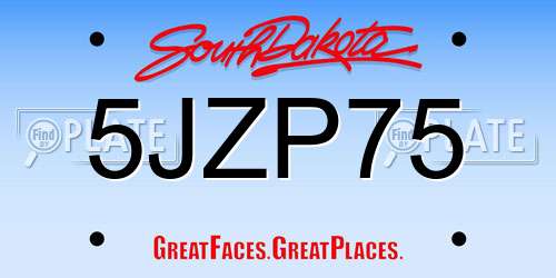 5JZP75 South Dakota License Plate