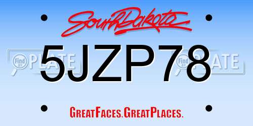 5JZP78 South Dakota License Plate