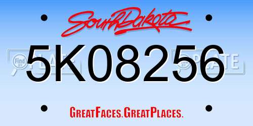 5K08256 South Dakota License Plate