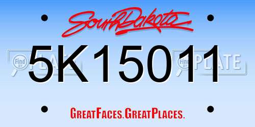 5K15011 South Dakota License Plate
