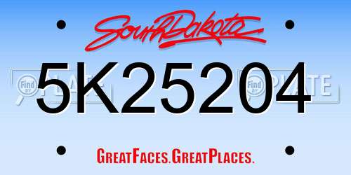 5K25204 South Dakota License Plate