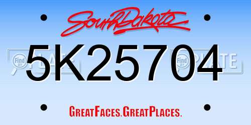5K25704 South Dakota License Plate