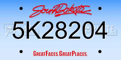 5K28204 South Dakota License Plate
