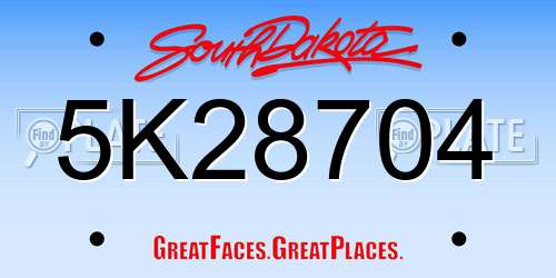 5K28704 South Dakota License Plate