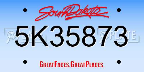 5K35873 South Dakota License Plate