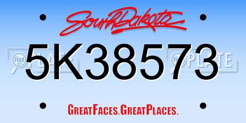 5K38573 South Dakota License Plate