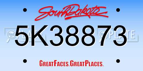 5K38873 South Dakota License Plate