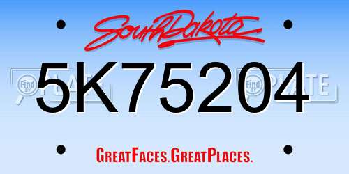5K75204 South Dakota License Plate