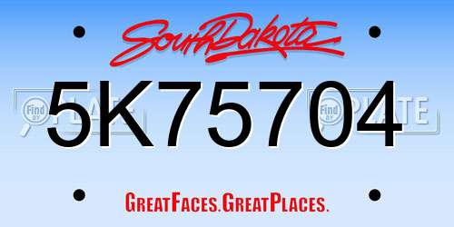 5K75704 South Dakota License Plate