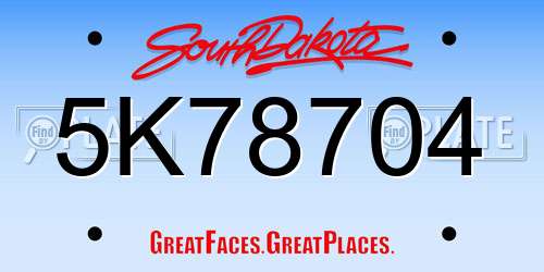 5K78704 South Dakota License Plate