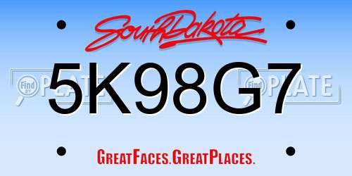 5K98G7 South Dakota License Plate